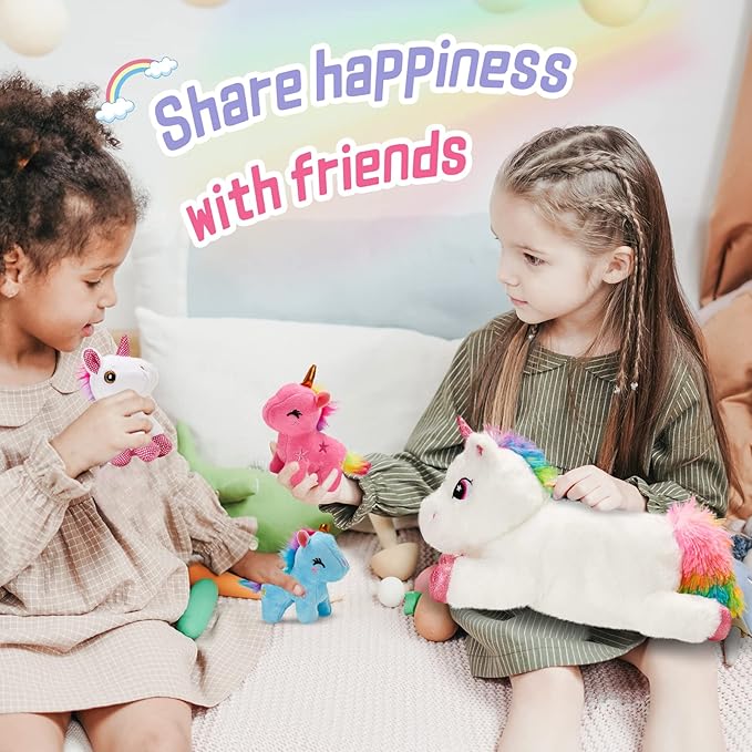 Houwsbaby Unicorn Mommy Stuffed Animal with 3 Babies Inside,4 in 1unicorn Plush Toy