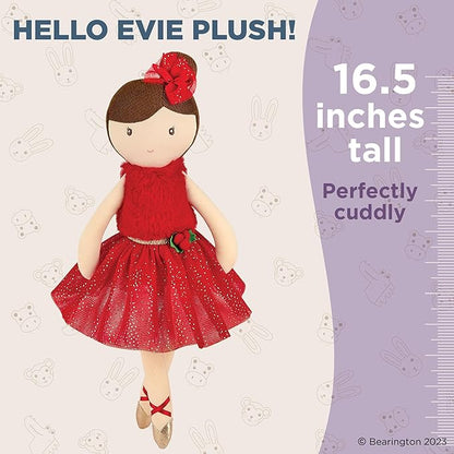 Bearington Evie Christmas Plush, 16.5 Inch Ballerina Doll
