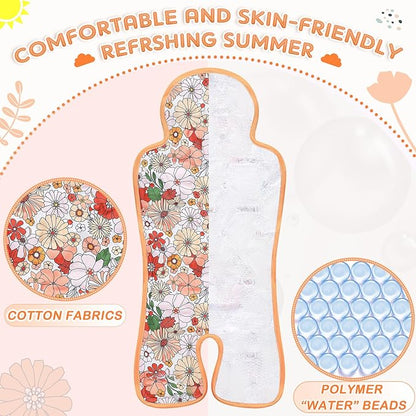 Pinkunn 2 Pcs Gel Car Seat Cooling Pad for Baby Summer Breathable Ice Cushion Multifunctional Ice Stroller Cooler Mat for Stroller Baby Dining Chair Child Safety Seat(Classic Color,Flower)