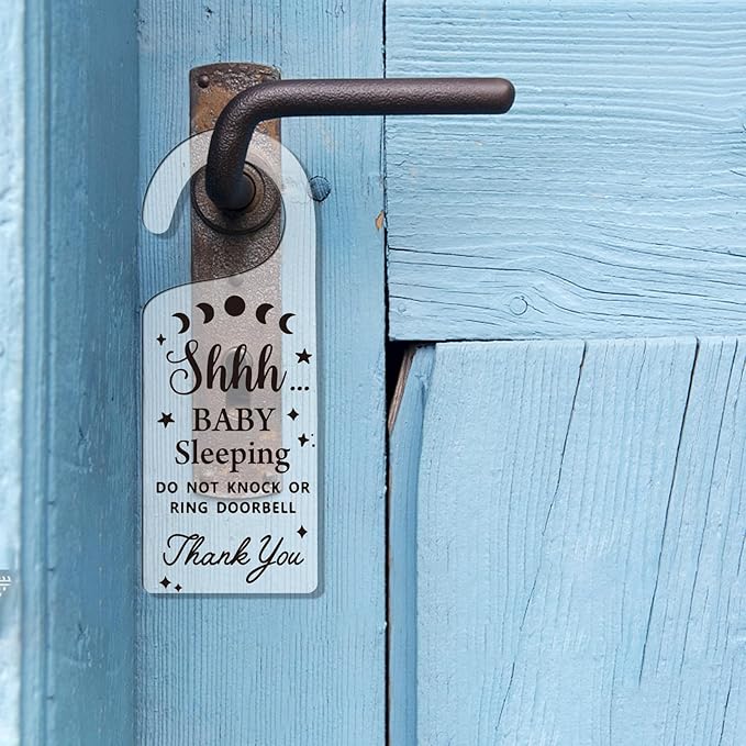 CHGCRAFT 2Pack Baby Sleeping Door Hands Hanger Sign Acrylic Notice