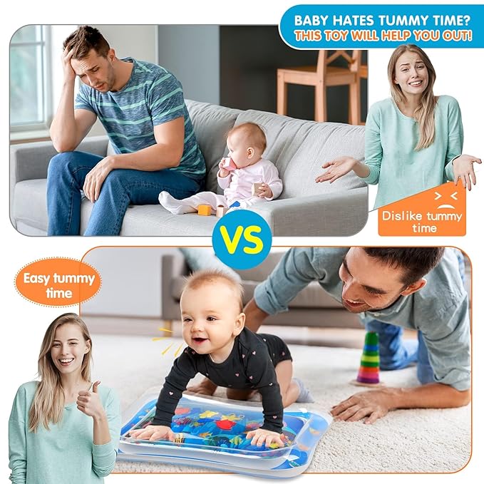 Infinno Inflatable Tummy Time Mat Premium Baby Water Play Mat for Infants and Toddlers Baby Toys for 3 to 24 Months, Strengthen Your Baby's Muscles