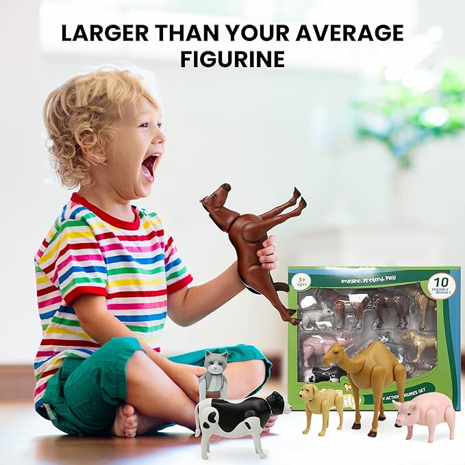 Beverly Hills Doll Collection Farm Animal Toys Set of 10, Large Toy Farm Animals for Toddlers