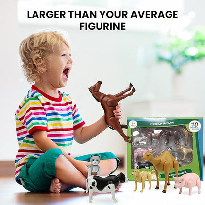 Beverly Hills Doll Collection Farm Animal Toys Set of 10, Large Toy Farm Animals for Toddlers