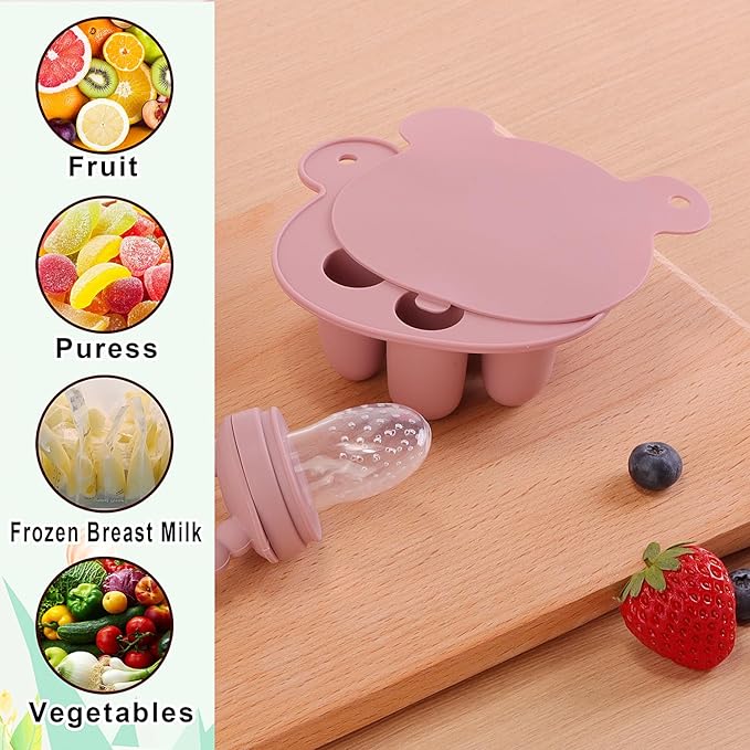 Baby Fruit Feeder Pacifier - 3 Pack | 1 Baby Food Feeder & 1 Baby Teether & 1 Baby Popsicle Molds