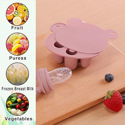 Baby Fruit Feeder Pacifier - 3 Pack | 1 Baby Food Feeder & 1 Baby Teether & 1 Baby Popsicle Molds