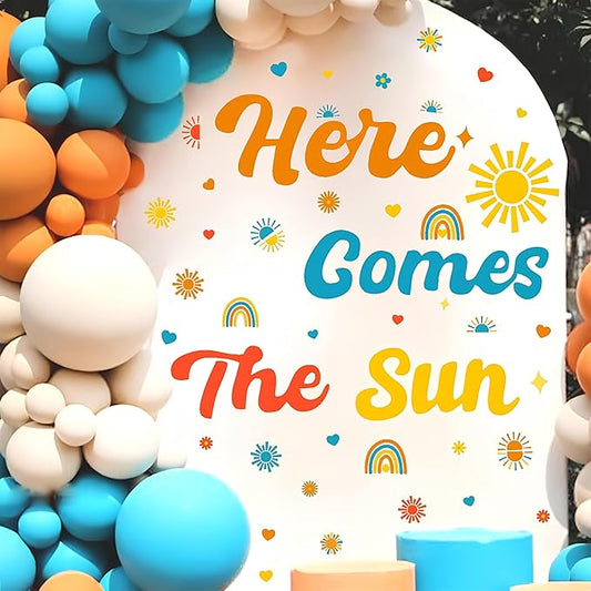 Here Comes The Sun Backdrop Decals Gender Reveal Party Decals