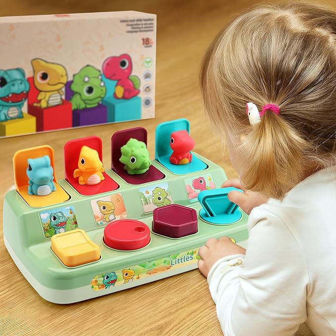 Interactive Pop Animal Up Pals Baby Toy - Learning Infant Toy for Sorting Colors and Dinosaur- Activity Toy for Babies, Toddlers 18+ Months