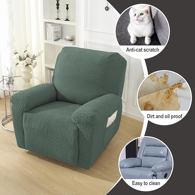 NORTHERN BROTHERS Oversized Recliner Chair Covers, Large Lazy Boy Recliner Covers, Stretchy Cover for Recliner Chairs, Light Green
