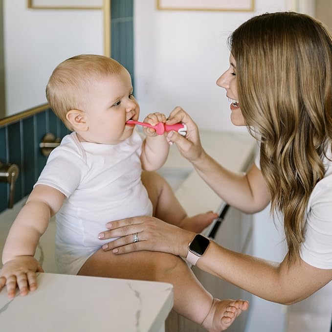 Dr. Brown's Infant-to-Toddler Training Toothbrush, Soft for Baby's First Teeth, Pink Elephant, 0-3 Years (Colors/Styles May Vary)