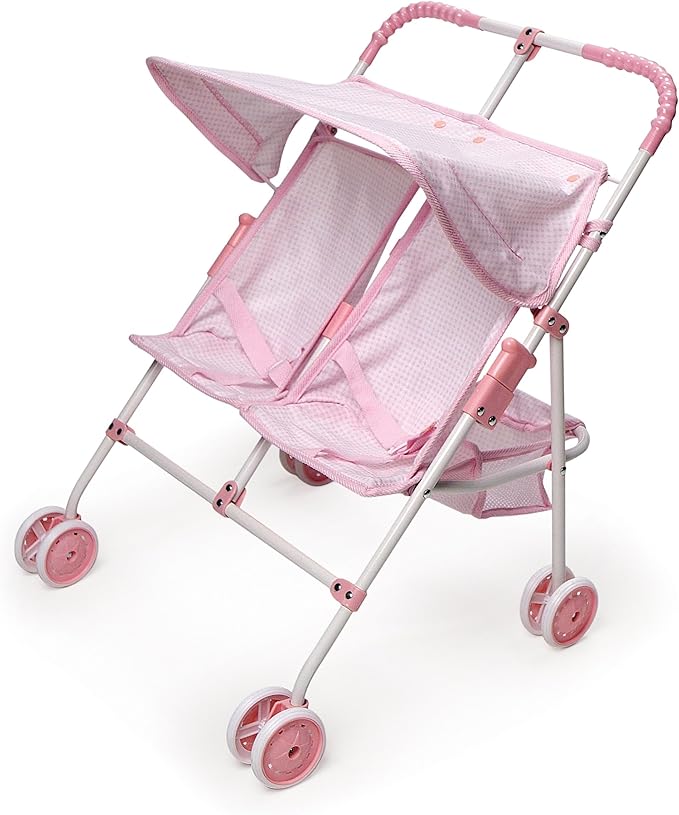 Badger Basket Toy Doll Folding Double Umbrella Stroller with Canopy 18 inch