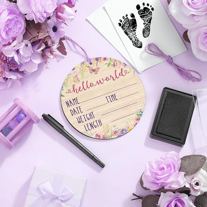 Thyle Baby Announcement Sign Wooden Baby Name Sign for Hospital