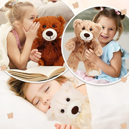 HyDren 6 Pcs Bears Bulk Stuffed Animal Small Bears Baby Shower Bears Plush Toys Employee Appreciation Easter Graduation Gifts(White, Brown