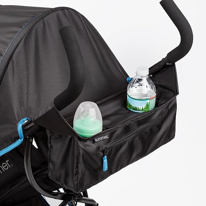 Summer by Ingenuity 3D Mini Convenience Stroller – Lightweight Stroller with Compact Fold, Multi-Position Recline, Canopy with Pop Out Sun Visor – Umbrella Stroller for Travel & More, Blue/Black