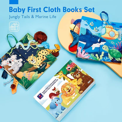 hahaland Baby Toys 0-6 Months Baby Books 2PCS, Baby Toys 6-12 Months - Soft 0-12 Months