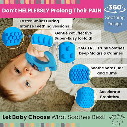 Teething Toys for Babies Age 0 to 6 Months - Baby Elefun 5X Pain Relief Smart Teether