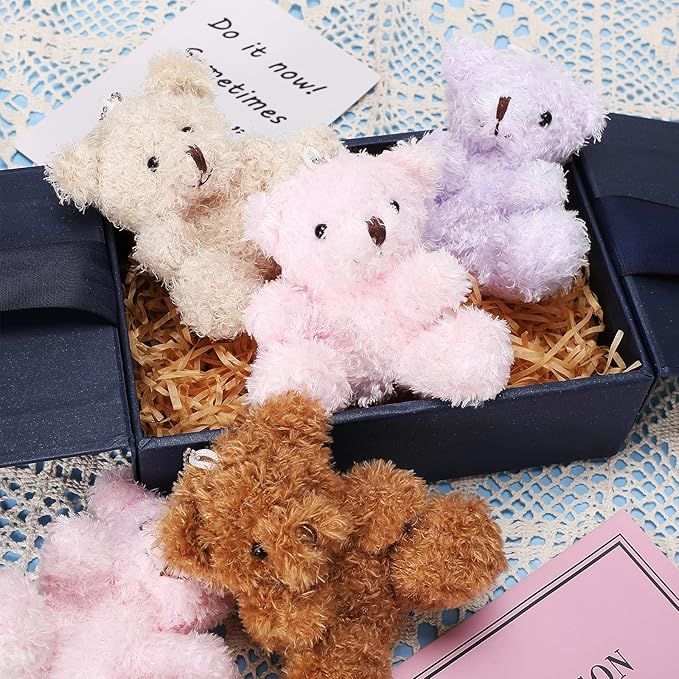 Chivao 20 Pcs Mini Plush Bears 4'' Small Bear Bulk Stuffed Animal Toys Tiny Soft Bear Doll Present Stuffers for Keychain Baby Shower Party Favors Supplies Wedding Party(Brown, Apricot