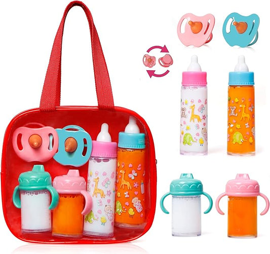 fash n kolor®, My Sweet Baby Disappearing Doll Feeding Set | Baby Care 6 Piece Doll Feeding Set for Toy Stroller 2 Milk 2 Toy