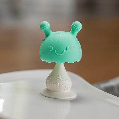 Nuby Super Soft Silicone Teether with Suction Base - Visually Stimulating and Easy to Grasp Toy for Baby Teething Relief 3+ Months