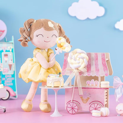 Gloveleya Baby Doll Gifts Plush Curly Girl Toys with Love 16" Yellow