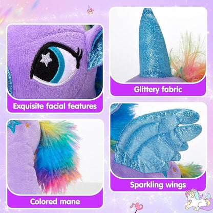 Houwsbaby 14'' Purple LED Light Up Unicorn Stuffed Animal,Unicorn Plush Toy