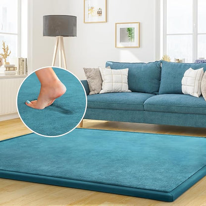 Baby Play Mat Coral Velvet Nursery Rug - 6’7” X 6’7” Memory Foam Area Rug Soft Padded Carpet