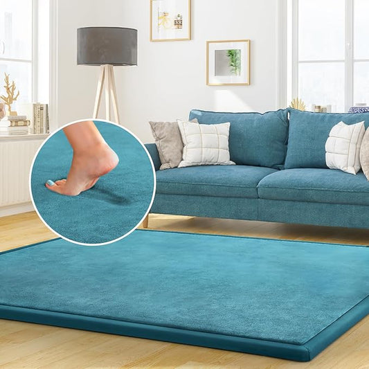 Baby Play Mat Coral Velvet Nursery Rug - 6’7” X 6’7” Memory Foam Area Rug Soft Padded Carpet