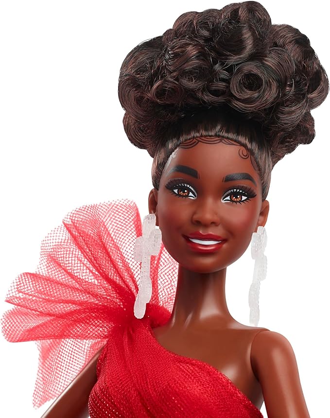Barbie Signature Doll, 2024 Holiday Fashion Doll with Brown Hair Wearing Plaid Gown, Seasonal Collector Gift in Displayable Packaging