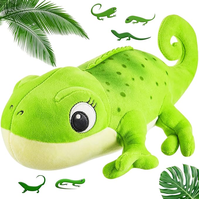 Chameleon Stuffed Animal Cute Chameleon Plush Doll Green Chameleon Toy 11.8 Inches