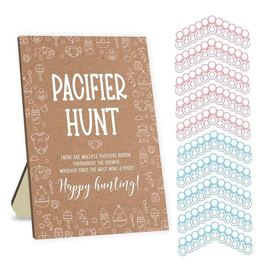 101Pcs Baby Pacifier Hunt Game, Baby Shower Games Set 50 Mini 50 Blue