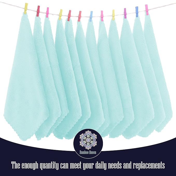 16 Pack Baby Washcloths - Luxury Coral Fleece Blue,10x10 Inch