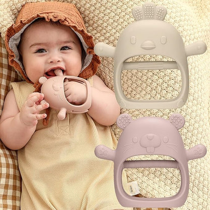 2 Packs Baby Teething Toys Silicone Teething Mittens for Infants 3 Months+, Never Drop & Easy to Hold Teethers