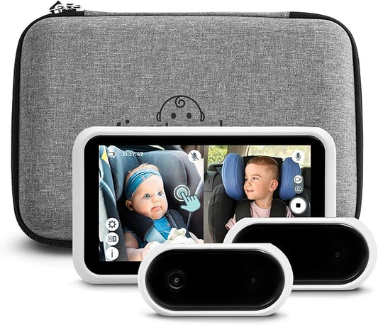 Tiny Traveler Baby Car Camera for 2 Kids, 5” Touch Screen Baby Car Monitor, No WiFi Baby Camera for Car Home Travel Roadtrip – Rear-Facing Car Seat Monitor Night Vision Baby Reminder Alert - Black