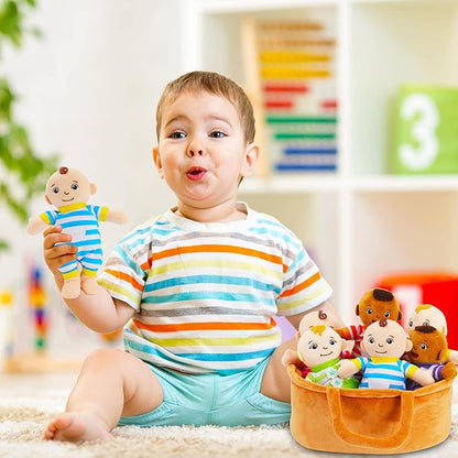 Basket of Babies Plush Dolls, 8" Plush Diversity Baby Dolls- 6 Piece