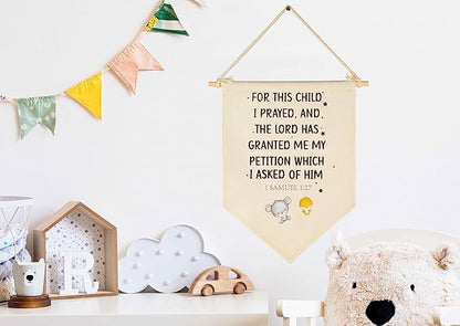 for This Child I Prayed-Bible Verse Sign-Scripture Decor-Flag Decor Gift