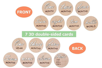3D Wooden Monthly Milestone Cards, For Baby Photos