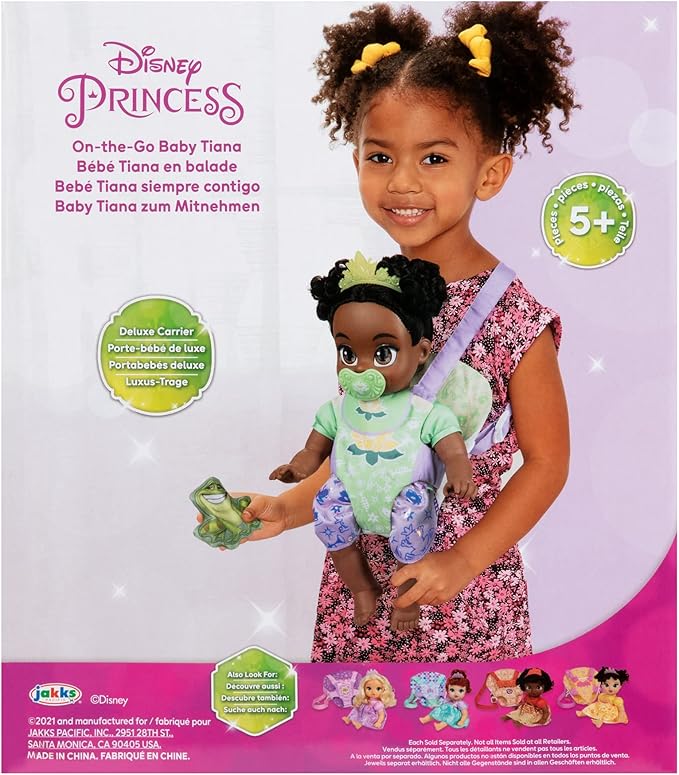 Disney Princess Tiana Baby Doll Deluxe with Tiara, Carrier