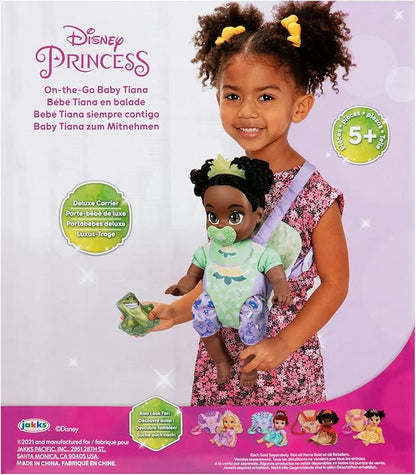 Disney Princess Tiana Baby Doll Deluxe with Tiara, Carrier