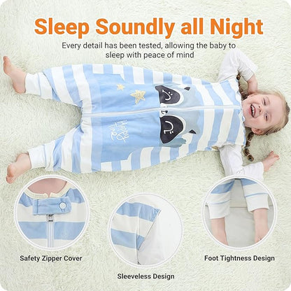 Infant Toddler Sleeping Bag, Baby Sleeping Sack Sleeveless 4 Season 3-5T, Raccoon
