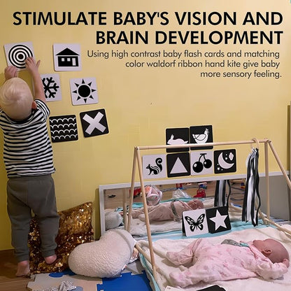 Baby Flash Cards Black and White Cards for 0-3 Months, High Contrast Baby Toys for Newborn