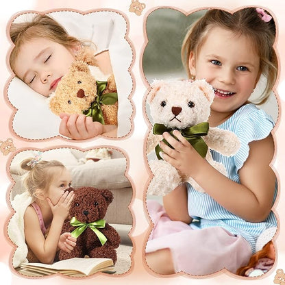 HyDren 6 Pcs Bears Bulk Stuffed Animal Small Bears Baby Shower Bears Plush Toys Employee Appreciation Easter Graduation Gifts(White, Brown