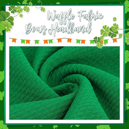 YanJie Hairband, Green Clover St.Patrick's Day Baby Girls Headbands 100% Handmade 1 Set 4.5 Count
