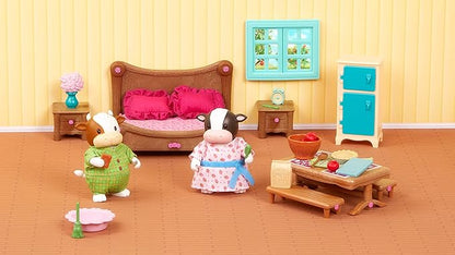 Lil Woodzeez Li'l Woodzeez Bedroom & Dining Playset with 2 Characters – Dollhouse Furniture Set 3 Years