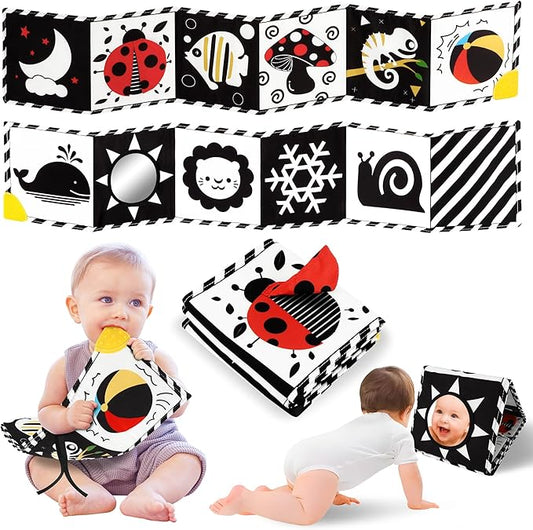 Newborn Toys, High Contrast Baby Books with Teether 0-6-12 Months
