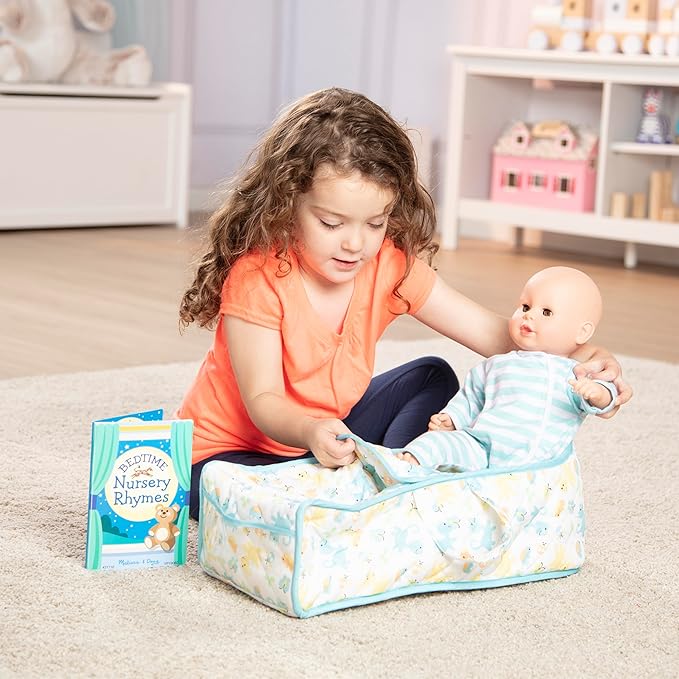 Melissa & Doug Mine to Love Bassinet Play Set Portable Carrier for Dolls with Crinkle Toy, for 3+ years