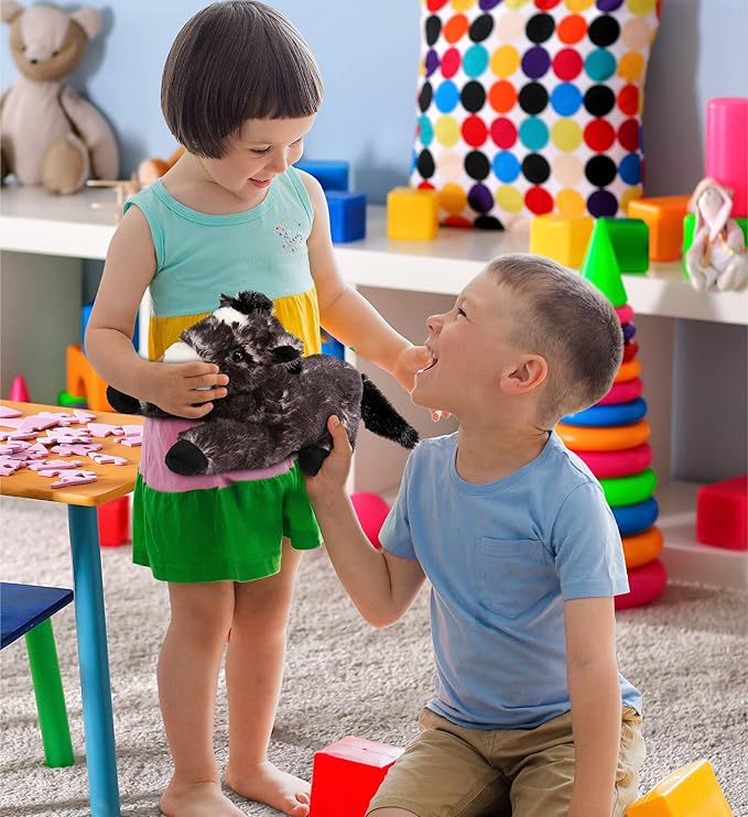 DolliBu Horse Stuffed Animal - Soft Black Huggable Lying Horse Plush, Adorable Playtime Horse Toy for Boys and Girls 10.5 Inches