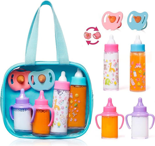 fash n kolor®, My Sweet Baby Disappearing Doll Feeding Set | Baby Care 6 Piece Doll Feeding Set for Toy Stroller 2 Milk 2 Toy