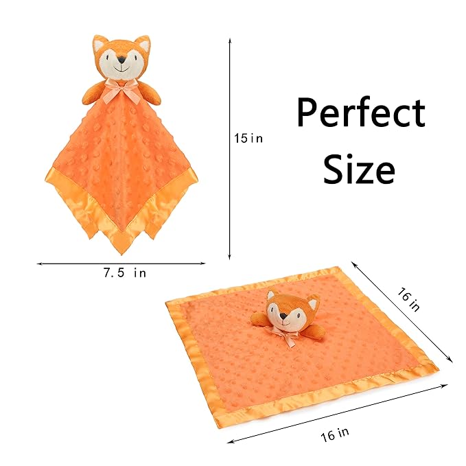 Pro Goleem Fox Security Blanket Orange Soft Baby Lovey Unisex 16 Inch