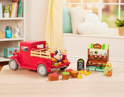 Li’l Woodzeez – Market Truck Playset with 2 Posable Doll Figures 3+