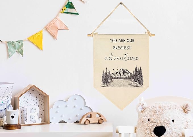 You Are Our Greatest Adventure-Mountain Woodland Adventure Nursery Wall Art-Flag Decor Gifts for Boys Girls Kids-Banner Wall Sign Gifts for Nursery,Baby Room
