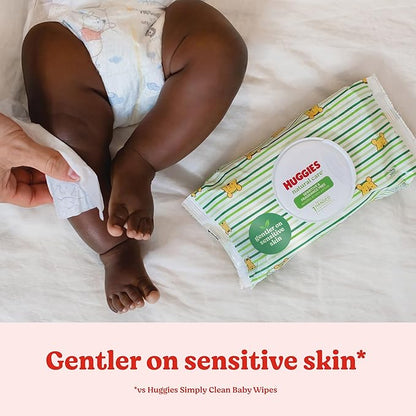 Sensitive Baby Wipes, Huggies Natural Care Baby Diaper Wipes, Unscented, Hypoallergenic, 99% Purified Water, 24 Soft Pack (1344 Wipes Total)